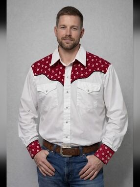 Panhandle Slim Vintage Western Cowboy Pearl Snap Long Sleeve Shirt Men's 16-34